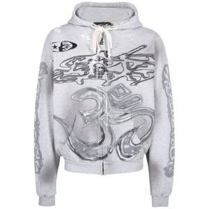 Creative Om Graphic Zip-Up Hoodie for Men and Women